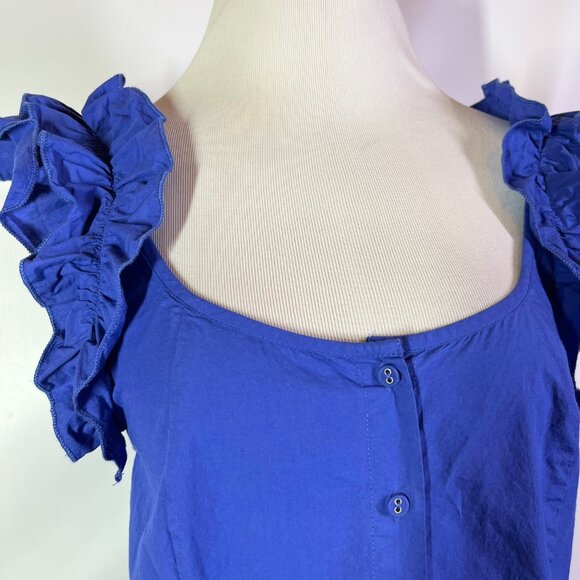 Anna Cate Size XS Sleeveless Top Violet Blue Button-Front Ruffle - Picture 8 of 10